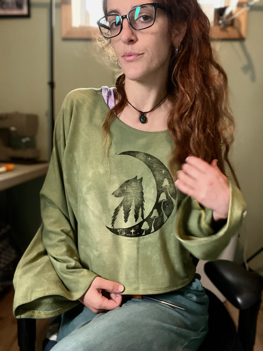 Moss Kimono Crop Top